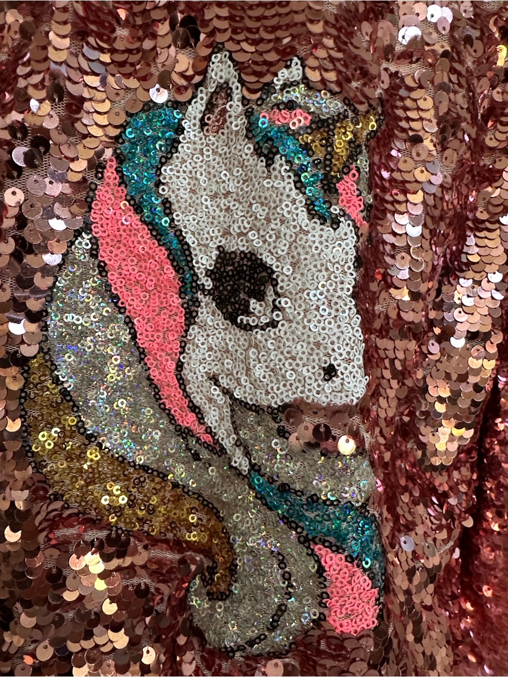 H&M Pink Sequin Unicorn Bomber Jacket in Size 4-5Y - Picture 5 of 12